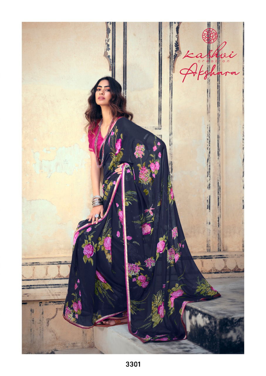 Kashvi Akshara Latest Fancy Designer Silk Casual Wear Chiffon Printed Saree Collection